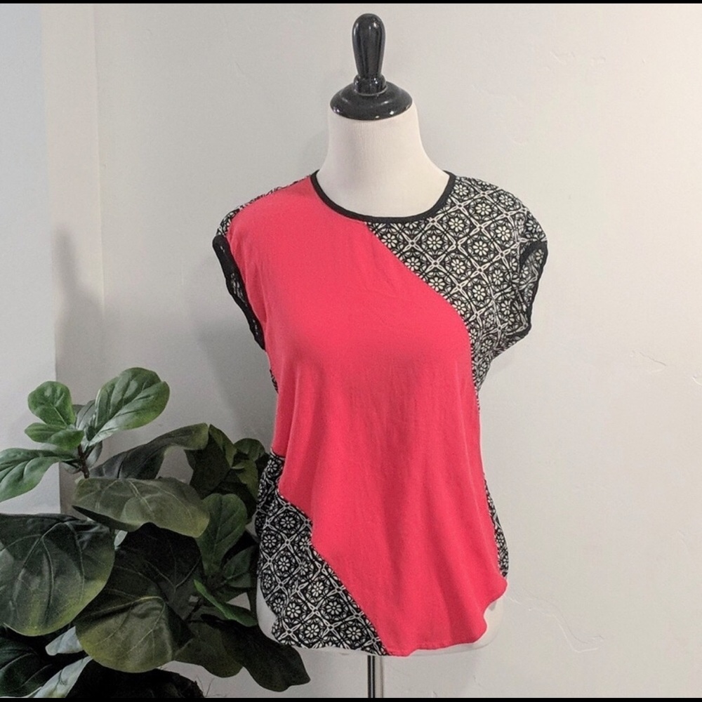 Rachel Zoe Zipper Back Color Block Top